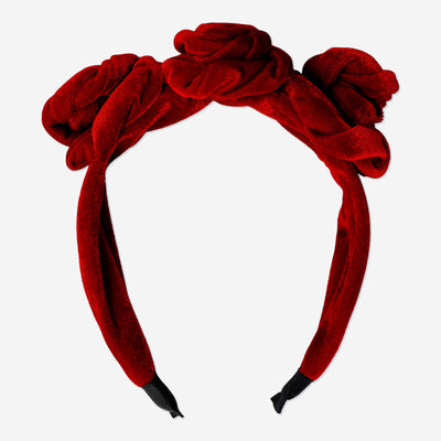 HAIRBAND RED VELVET FLOWERS ADULT