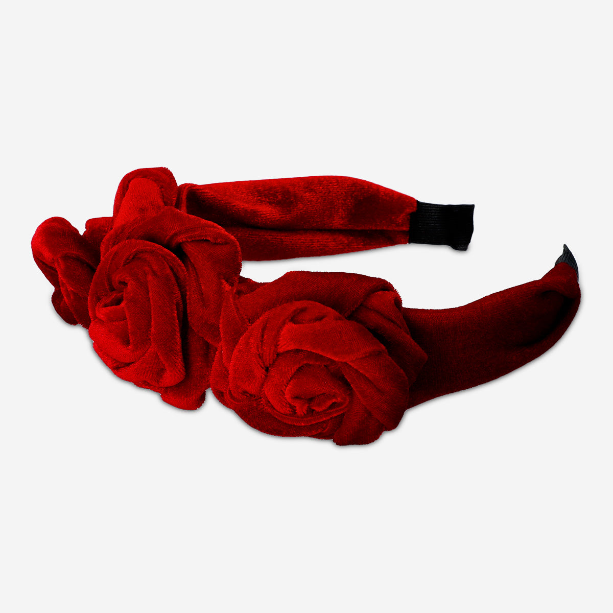 HAIRBAND RED VELVET FLOWERS ADULT