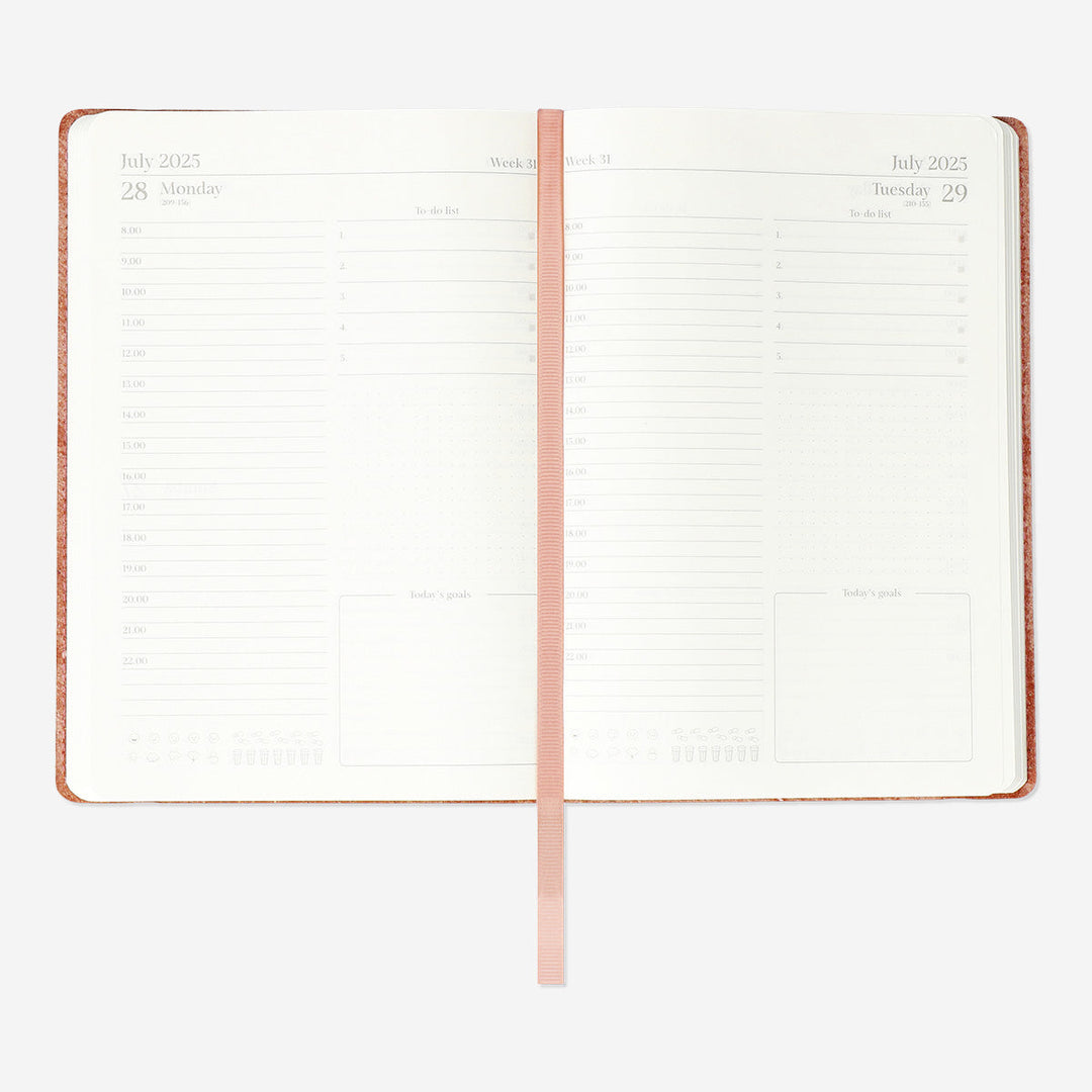 CALENDAR 2025 A5 DAY CORAL RECYCLED LEATHER EN