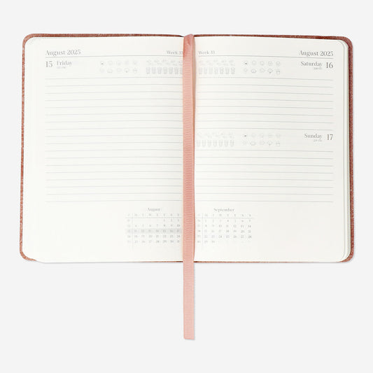 CALENDAR 2025 A6 DAY CORAL RECYCLED LEATHER EN