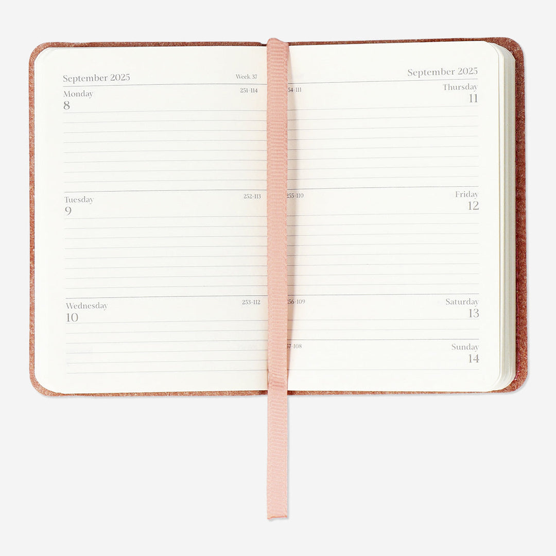 CALENDAR 2025 POCKET WEEK CORAL RECYCLED LEATHER EN