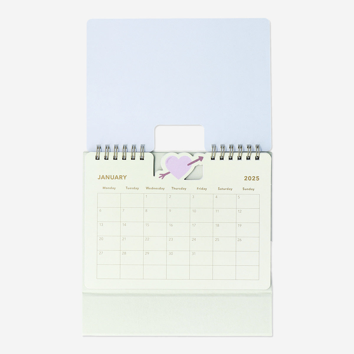 CALENDAR 2025 SPIRAL DESK HEARTS EN