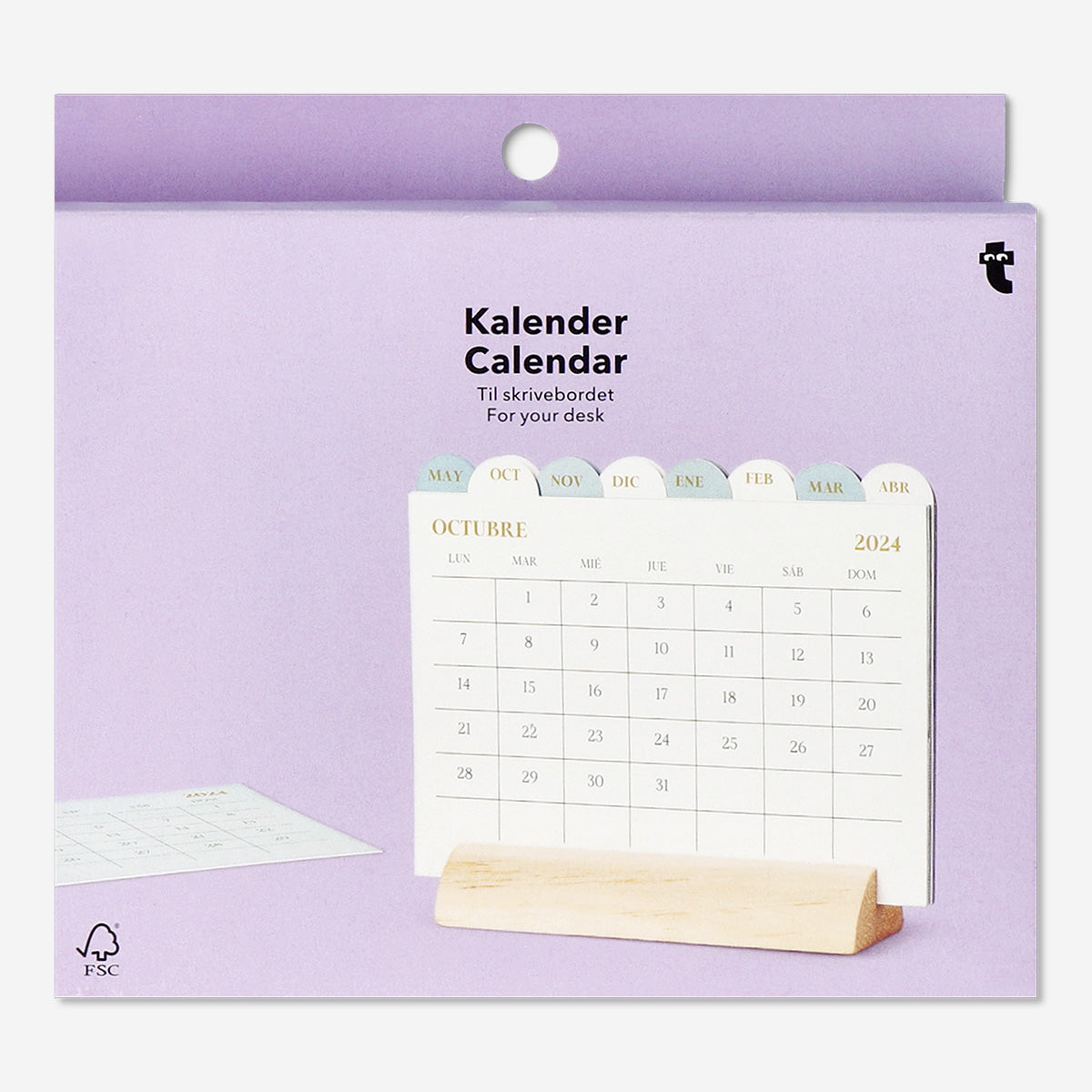 CALENDAR TABLE 16 MONTHS WOOD HOLDER EN