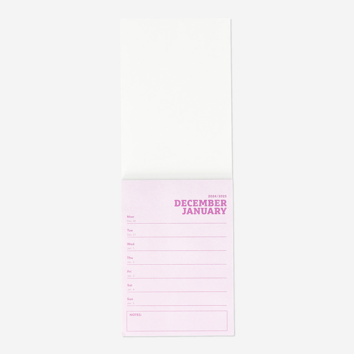 CALENDAR 2025 WEEKLY NOTEPAD COLORS EN