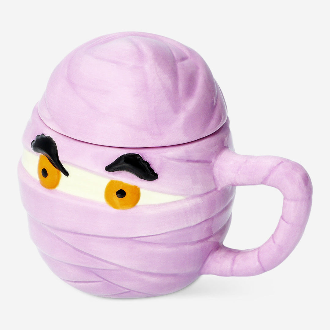 MUG WITH HANDLE MUMMY FACE WITH LID PURPLE