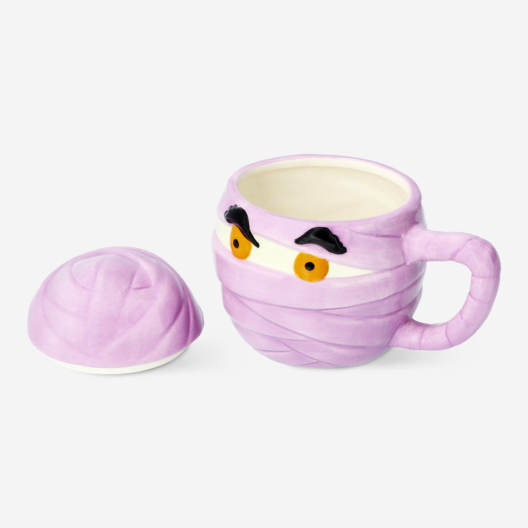 MUG WITH HANDLE MUMMY FACE WITH LID PURPLE