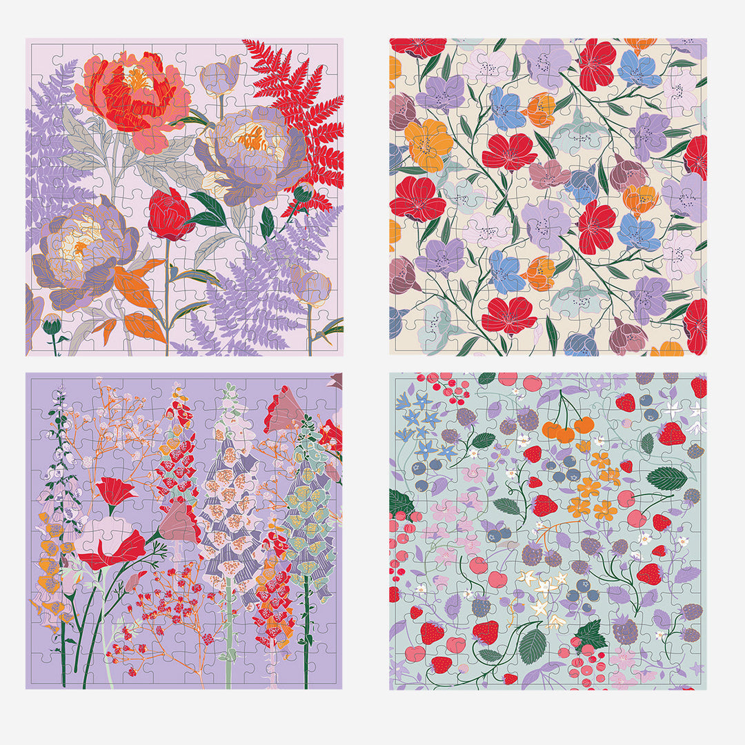 PUZZLE FLORAL SET OF 4 X 100 PCS