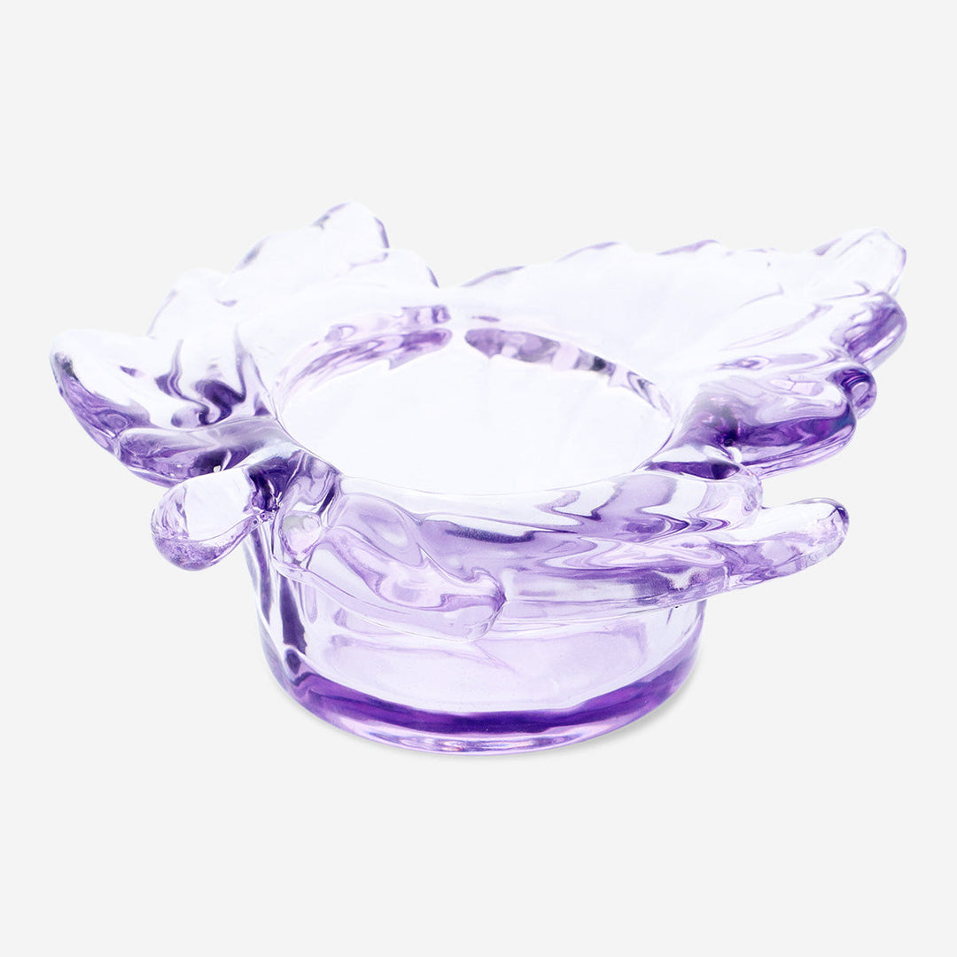 TEALIGHT HOLDER LEAF SHAPE PURPLE