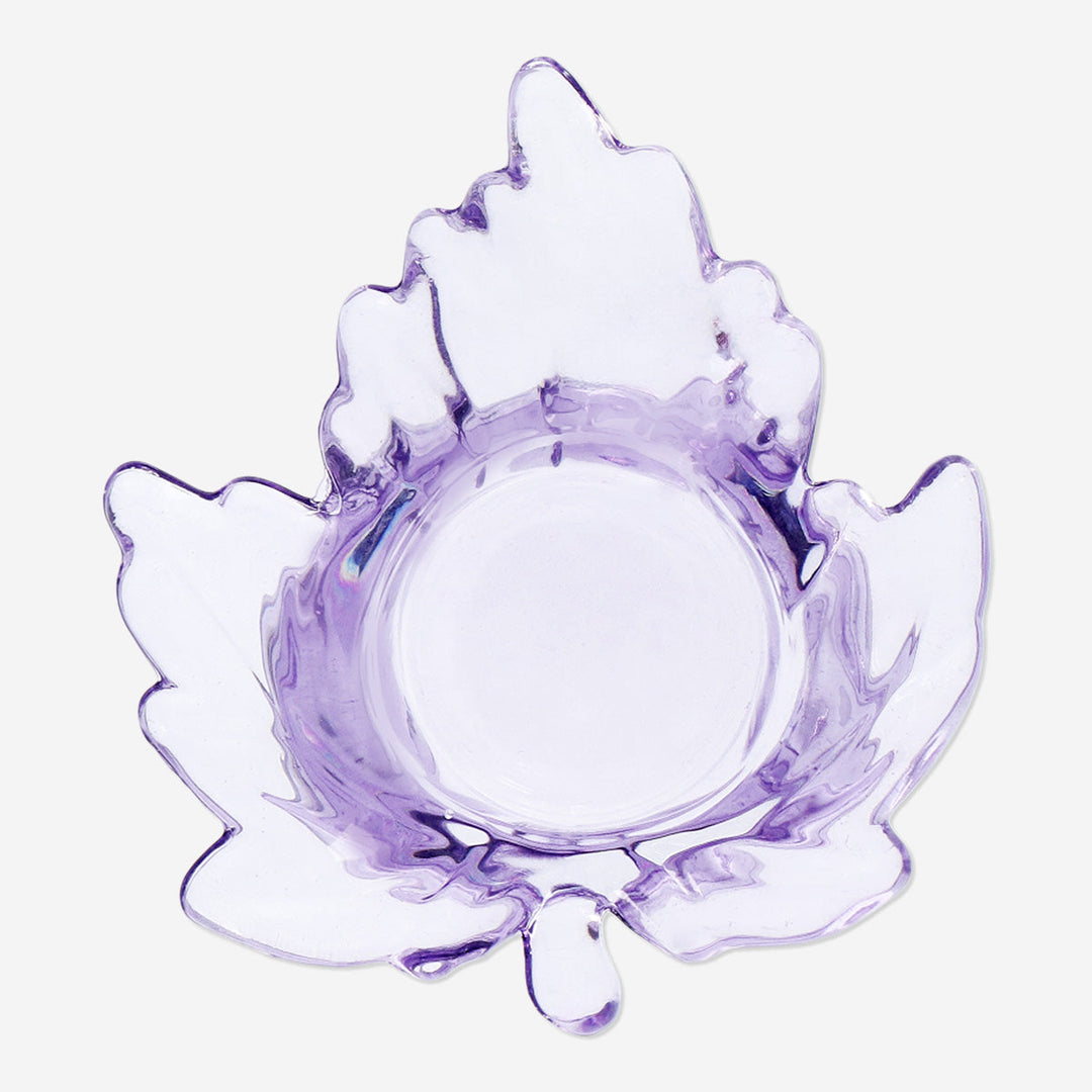 TEALIGHT HOLDER LEAF SHAPE PURPLE