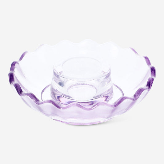 CANDLE HOLDER GLASS PURPLE