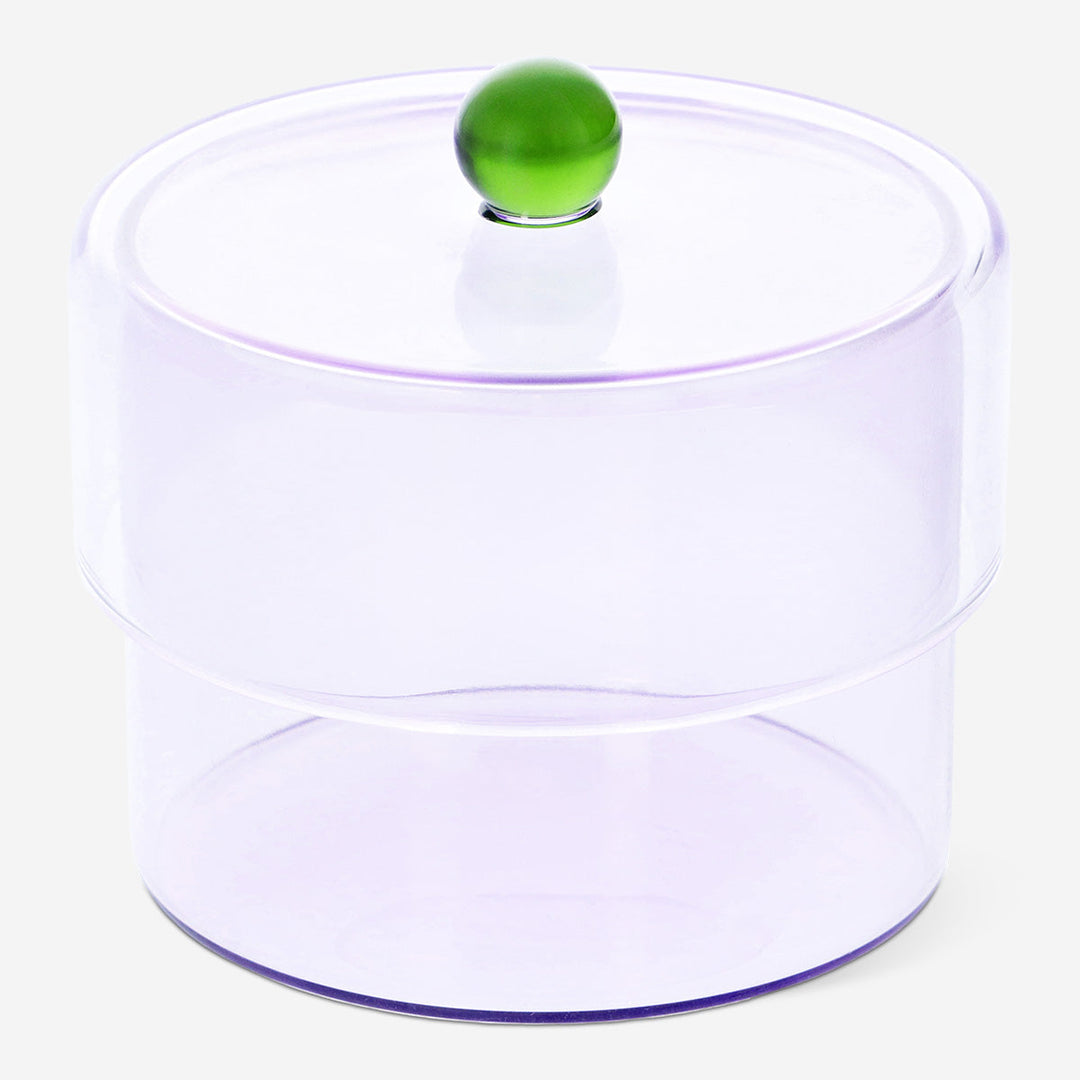 JAR WITH LID PURPLE AND GREEN