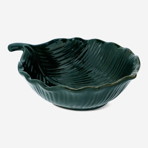 BOWL W DEBOSSED LEAF SHAPE CERAMIC LARGE