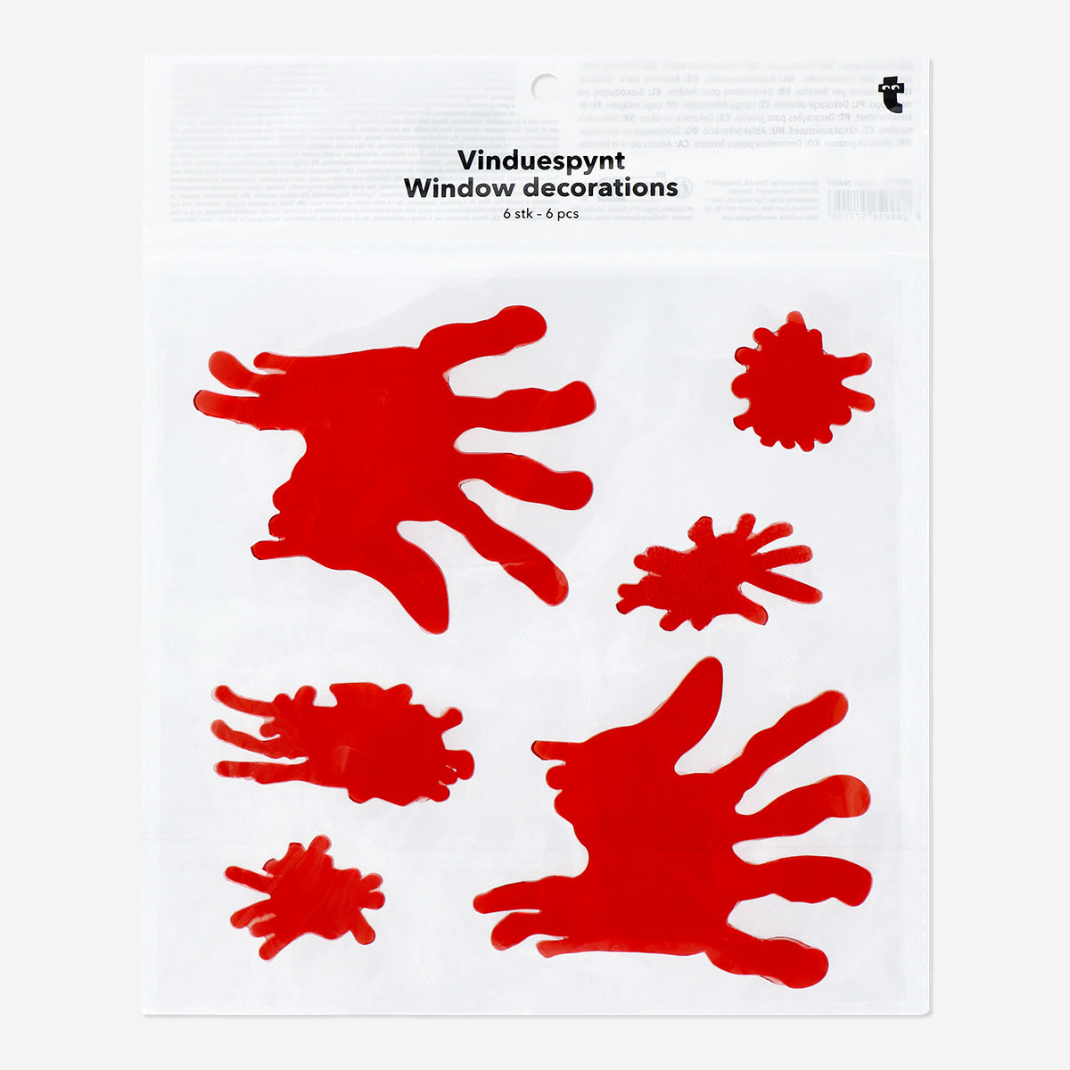 WINDOW DECO GEL HANDS AND BLOOD STAINS 6 PCS