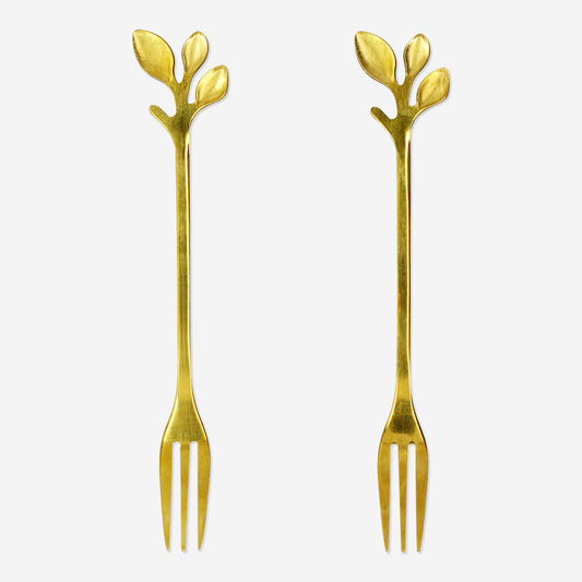 FORK LEAVES 2 PCS SET GOLD