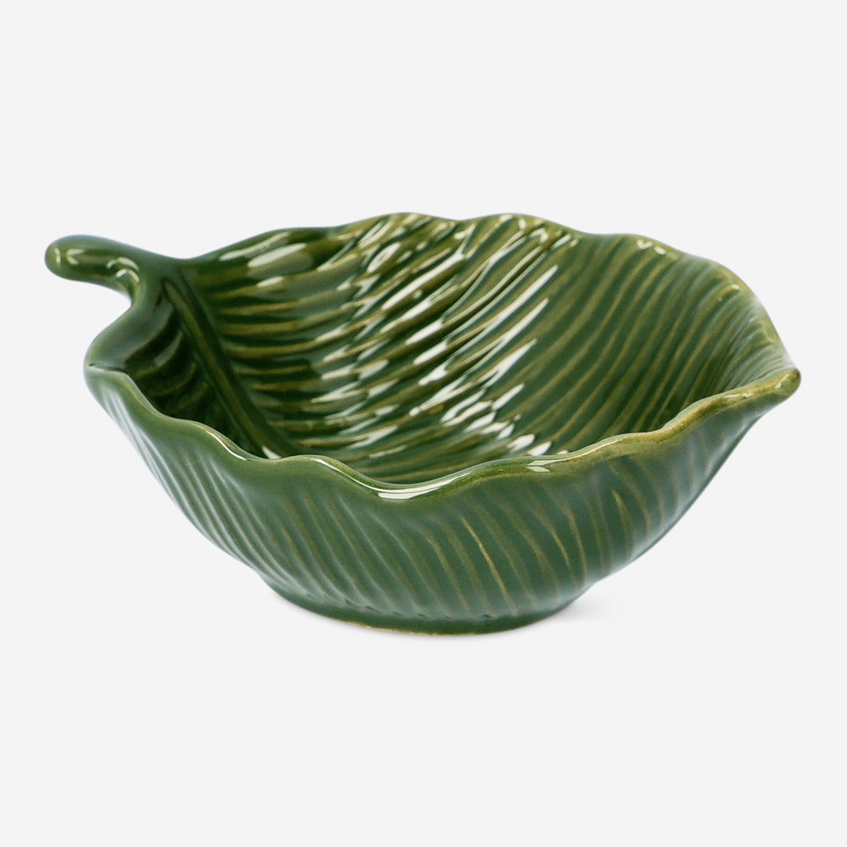 BOWL W DEBOSSED LEAF SHAPE CERAMIC SMALL