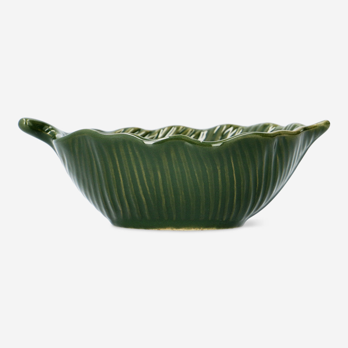 BOWL W DEBOSSED LEAF SHAPE CERAMIC SMALL