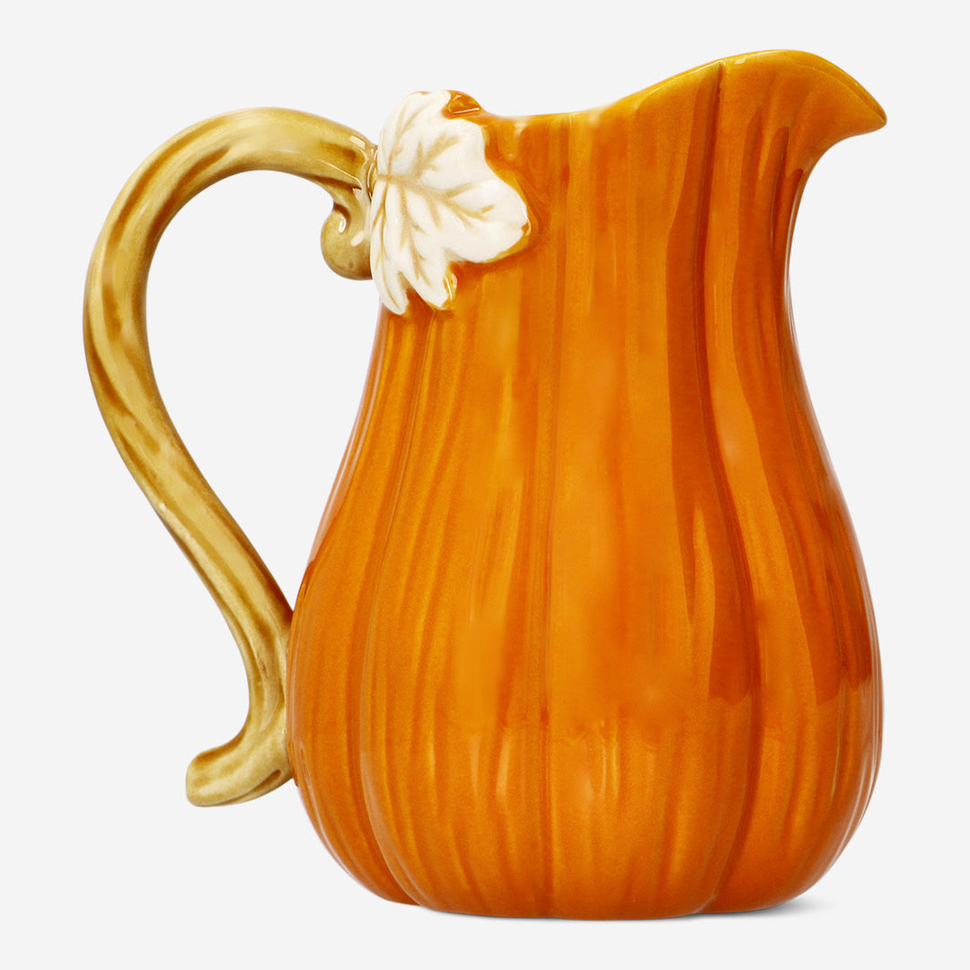 JUG WITH HANDLE PUMPKIN AND LEAF DESIGN