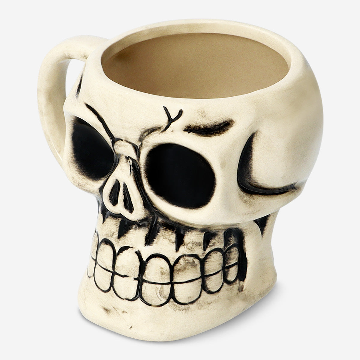 MUG WITH HANDLE SKELTON SHAPE AND FACE WHITE AND BLACK