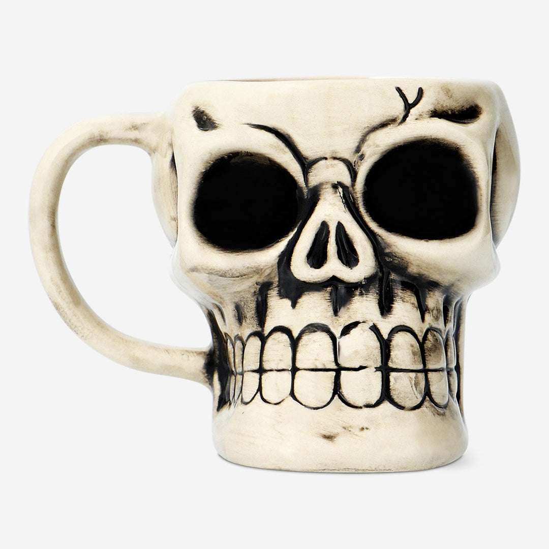 MUG WITH HANDLE SKELTON SHAPE AND FACE WHITE AND BLACK