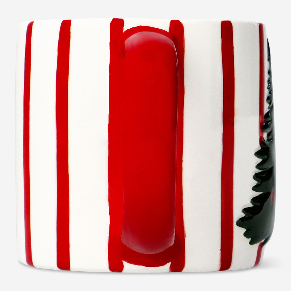 MUG W HANDLE STRIPES AND EMBOSSED XMAS TREE 400ML