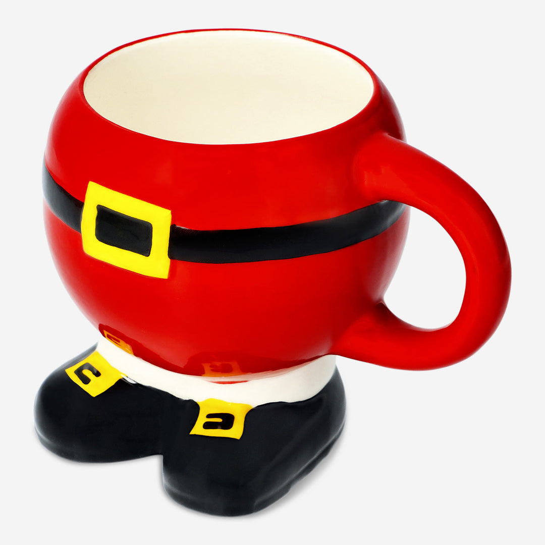 MUG W HANDLE SANTA BODY SHAPE AND FEET RED