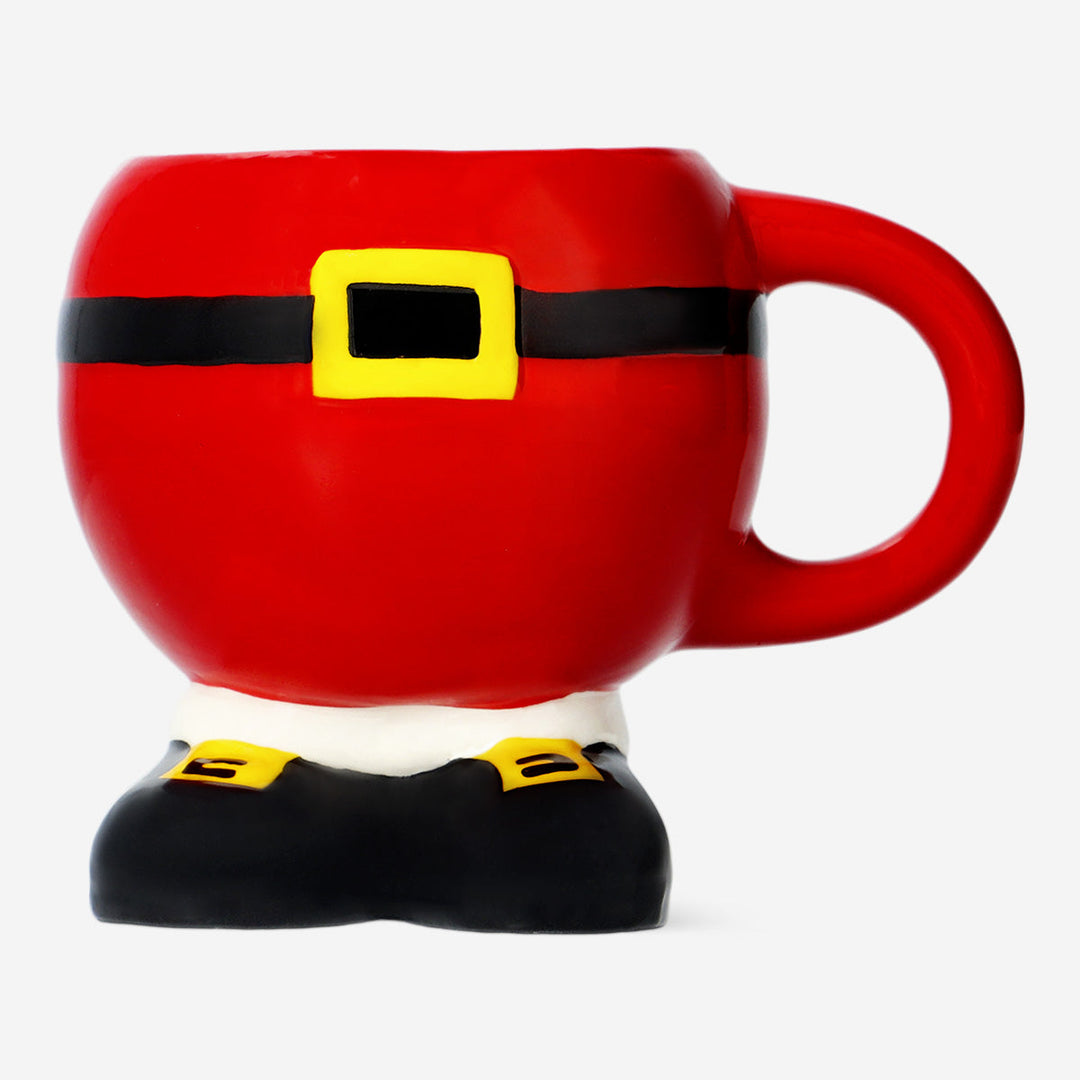 MUG W HANDLE SANTA BODY SHAPE AND FEET RED