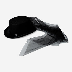 HAT W VEIL SKELETON BLACK ADULT