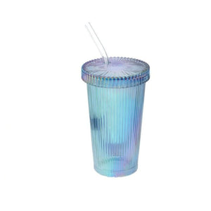 DRINKING JAR W LID AND STRAW GLASS