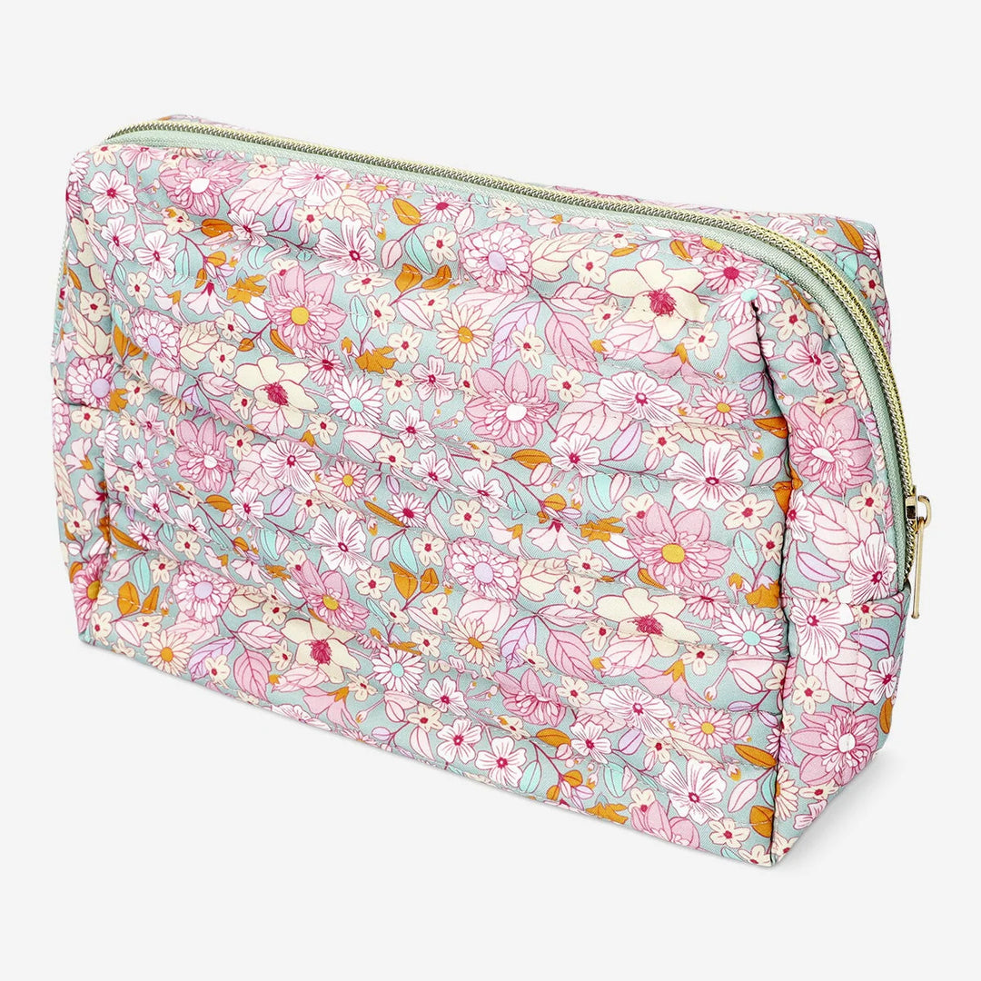 TOILETRY BAG FLORAL SQUARE W QUILTING