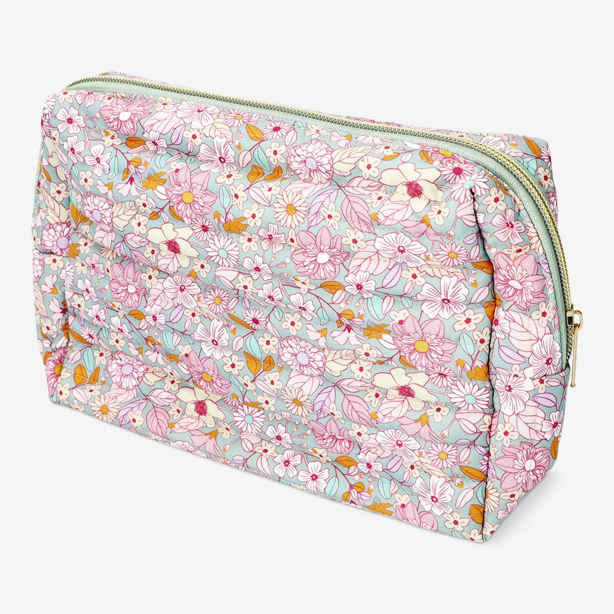 TOILETRY BAG FLORAL SQUARE W QUILTING