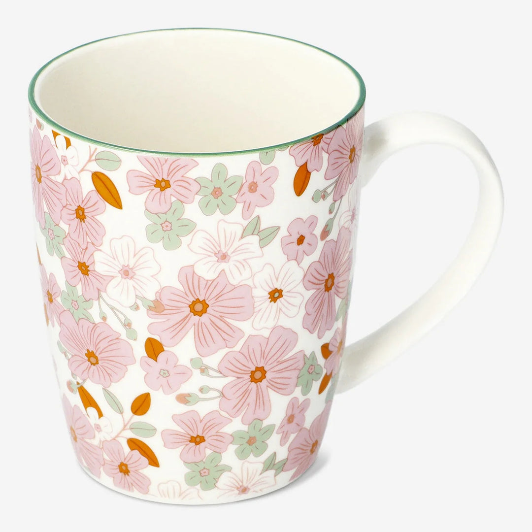 MUG WITH HANDLE W FLOWER PRINT H 10.2 CM OPTION 1