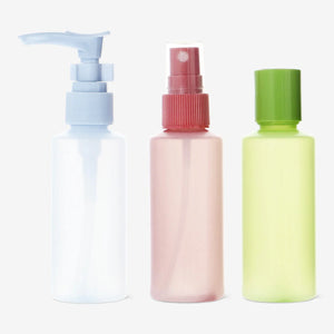 TRAVEL BOTTLES 50ML FROSTED COLOURS 3PCS SET IN EVA BAG