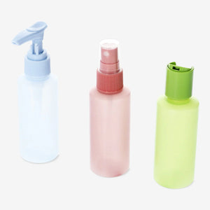 TRAVEL BOTTLES 50ML FROSTED COLOURS 3PCS SET IN EVA BAG