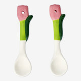 SPOON CERAMIC 2PCS SET FLOWER TULIP SHAPE